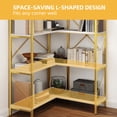 thumbnail image 4 of Uforic 5-Tier Corner Bookshelf, Corner Shelf Display Bookcase with Metal Frame for Home Office, Gold, 4 of 11