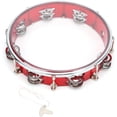 thumbnail image 2 of Yazoeia Tambourin Double Rangée Réglable 10 Pouces, Instrument à Main Tambourin Tambourin Tambourin Cloche Percussion Instrument de Musique pour Fête KTV (Rouge) CJC912-152759, 2 of 9