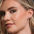 thumbnail image 4 of Gem Stone King 14K Yellow Gold Pink Created Sapphire Stud Earrings | 1.80 Cttw | Oval 7X5MM | Gold Earrings for Women Men, 4 of 6