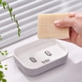 thumbnail image 5 of Jaboneras de baño con jabonera de drenaje Jabonera de ducha de plástico gris y blanco de 2 capas Jabonera de estilo nórdico elegante Jabonera de cocina para el hogar JFHHH pequeña, 5 of 5