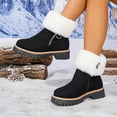 thumbnail image 3 of Fuzzy Snow Boots for Women Suede Fold Over Plush Warm Lug Sole Chunky Heel Zipper Winter Ankle Booties, 3 of 8