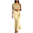 thumbnail image 2 of Wedding Guest Dresses for Women Off Shoulder Sleeveless Elastic Cocktail Dress Summer Sexy Evening Party Date Night Prom Dress, 2 of 8