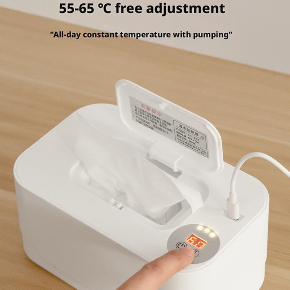 Baby Wipe Warmer, Large Capacity Wipes Dispenser, Fast and Even Heating, Diaper Wipe Warmer with Night Light, Newborn Essentials