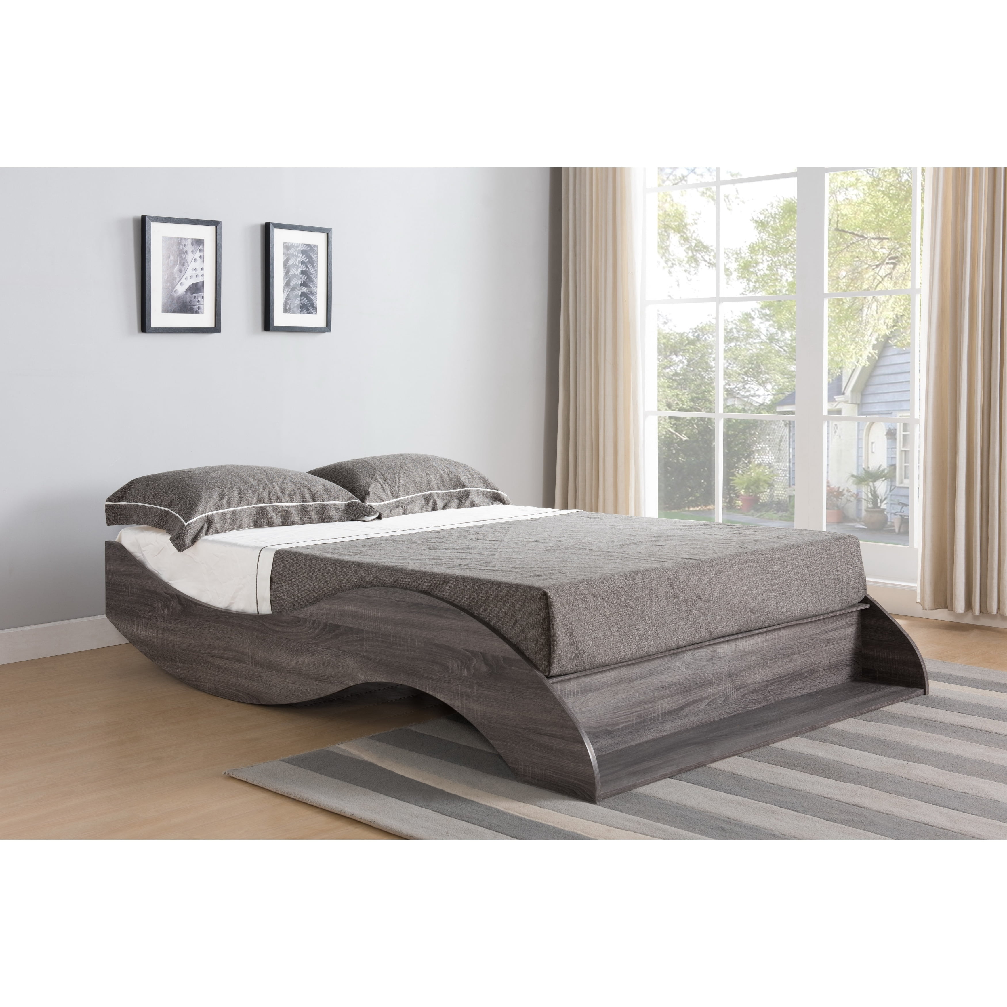 Sage Distressed Grey Platform Bed
