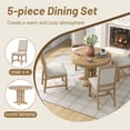 thumbnail image 4 of Harper & Bright Designs Farmhouse 5 Piece Kitchen Dining Table Set for 4, Solid Wood Extendable Round Dining Table Set and 4 Upholstered Chairs, Retro Dining Set for Kitchen, Natural Wood Wash, 4 of 16