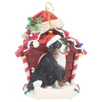 Kurt Adler 3.75-Inch Red and Black Bernese Mountain with Dog House Christmas Ornament