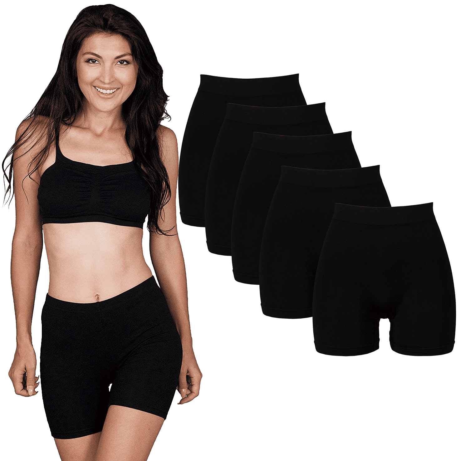 Emprella 5 Pack Slip Shorts for Under Dresses, Women's Seamless