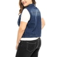 thumbnail image 5 of Unique Bargains Women's Plus Size Chest Pockets Single Breasted Denim Sleeveless Jacket, 5 of 7