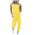thumbnail image 1 of Yuyuzo Ensemble de Survêtement 2 Pcs pour Femmes Sans Manches Col Rond Couleur Unie avec Poches, 1 of 5