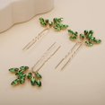 thumbnail image 4 of Teyglen 3 Pcs Épingles à Cheveux Cristal de Mariée Strass Pièces de Cheveux Simples Accessoires de Mariage Cristal Épingles à Cheveux Faites à la Main pour Femmes Filles (Vert-Or), 4 of 5