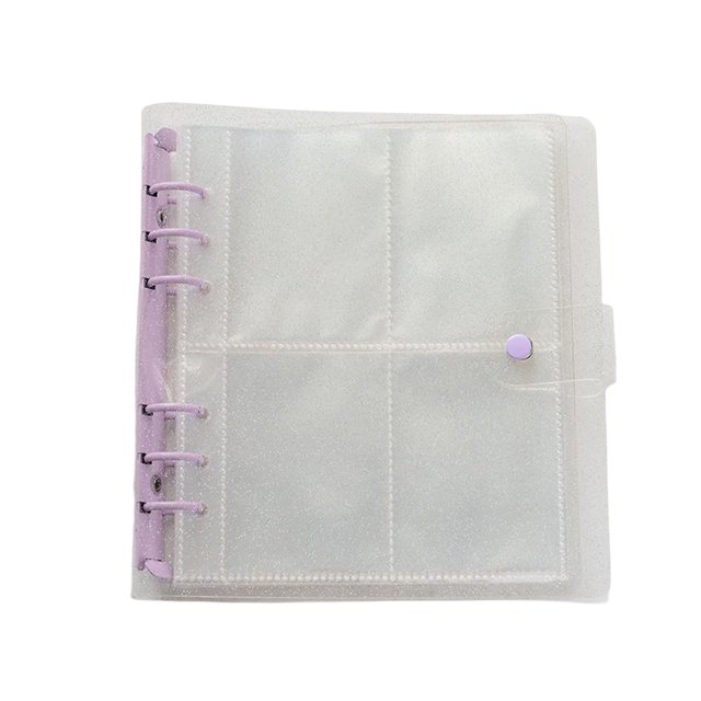 Estuche para álbum de fotos Organizador de fotos universal Libro Fotos transparentes Bolsillos Titular Carpeta Contenedor Organización Almacenamiento y organización del hogar 3in con clip morado Cateissary HA074034-02