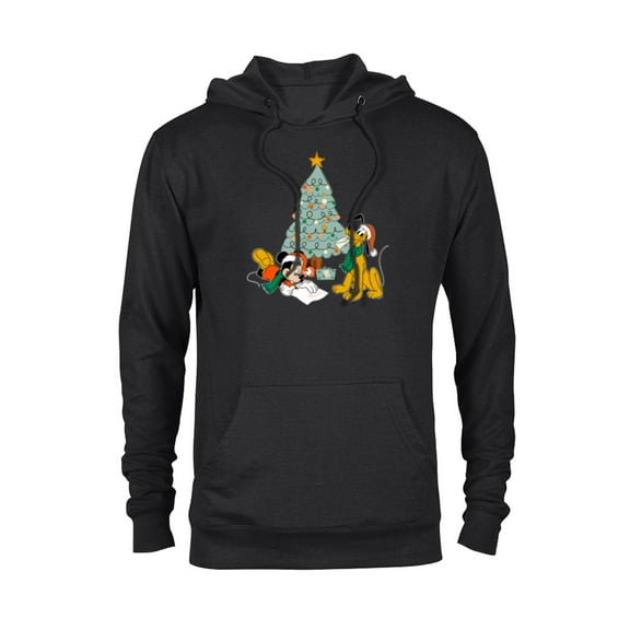 Disney Mickey Mouse and Pluto Christmas Letter to Santa - Pullover Hoodie for Adults - Customized-Black