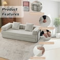 thumbnail image 4 of Kosynda 77"W Convertible Sleeper Sofa Bed with Fixed-Shape Frame, Folding Floor Sofa Couch with Corduroy Armrests for Living Room, Small Space Apartment, Office (Light Gray), 4 of 7