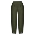 thumbnail image 3 of WIZUTIZ Wide Leg Pants Woman Vintage Casual Loose Wide Leg Summer Pants Elastic Stretch High Waist Full Length Trousers Solid Asymmetrical Cropped Beach Pants for Teen Girls Business Party Green, 3 of 4