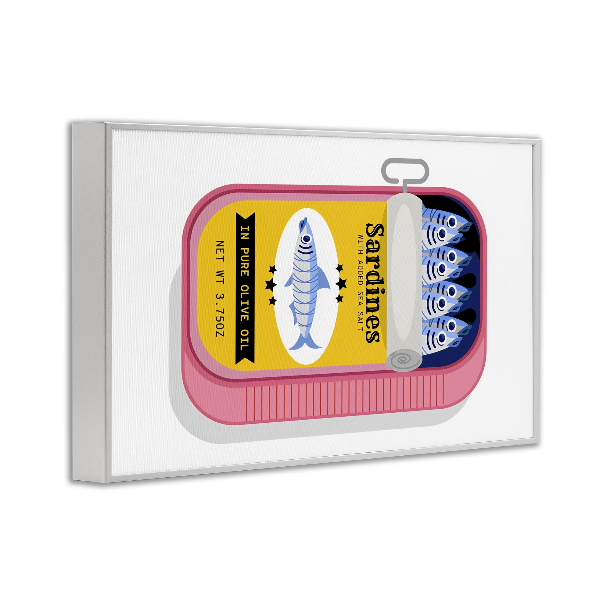 Stupell Industries Retro Can of Sardines White Framed Giclee Art, design by Creative Studio