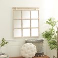 thumbnail image 2 of DecMode 32" x 35" Brown Grid Window Inspired Wall Mirror, 2 of 9