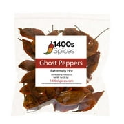 1oz Ghost Chili Pepper Pods, Dried Bhut Jolokia Chili, Extremely Spicy by 1400s Spices