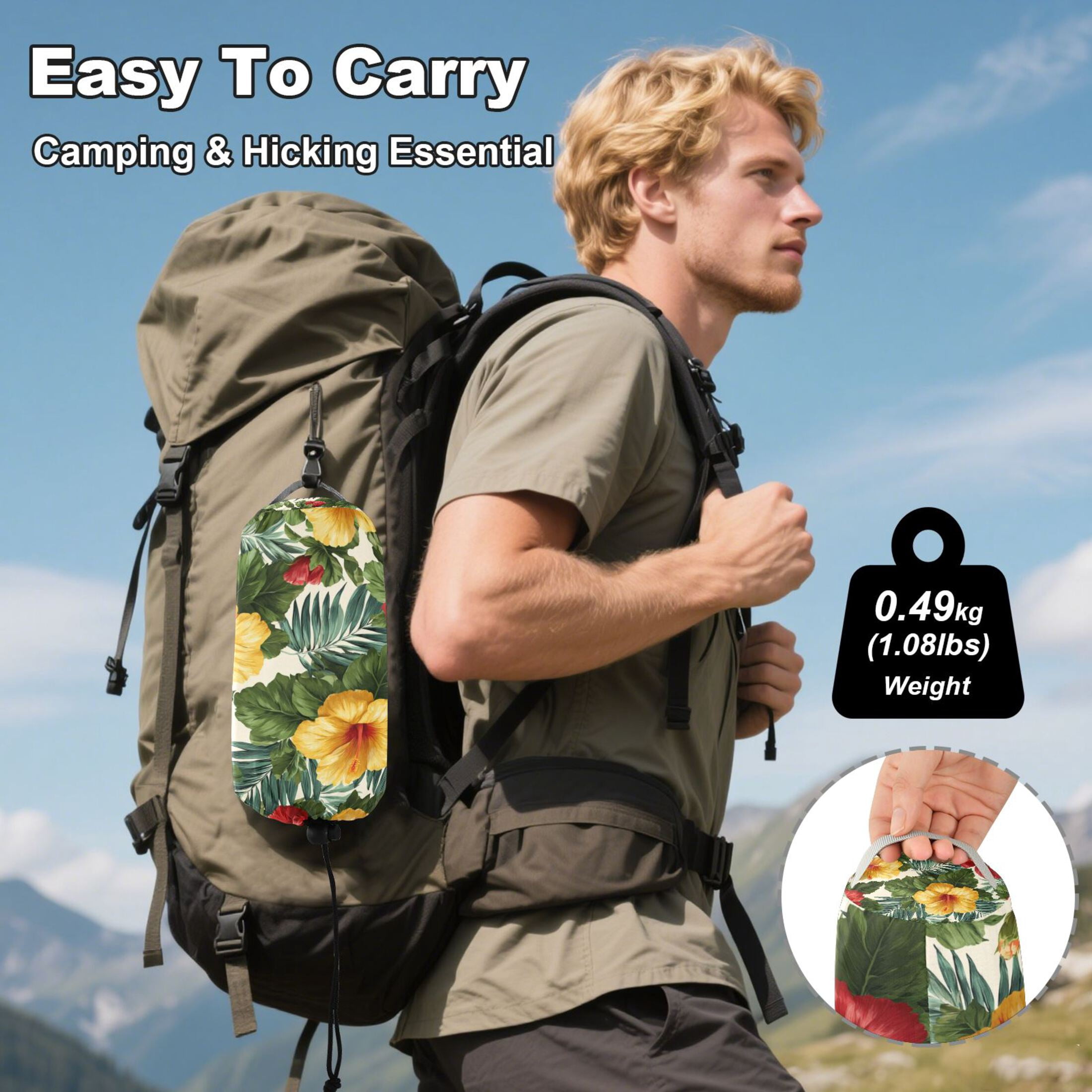 Hammock Camping Hammock Nylon Portable Hammock Travel Camping Hammock Hawaiian Flower Palm Leaves