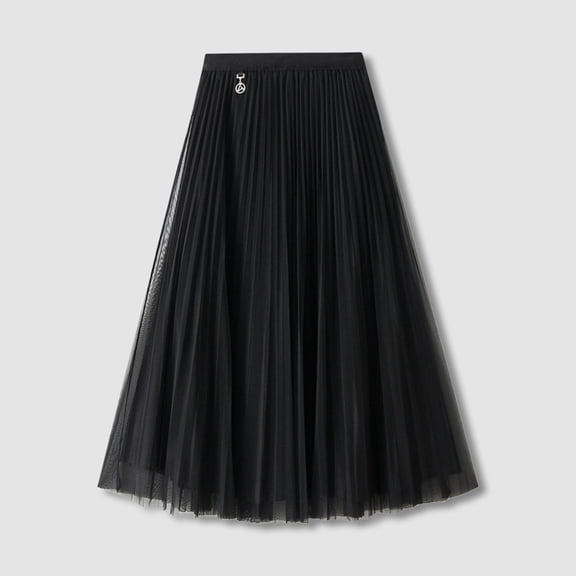 Vedolay Long Skirts For Women Women's High Waist Flared Skirt Pleated Midi Skirt with Pocket,Black One Size