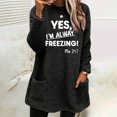 thumbnail image 2 of Women's Winter Long Sleeve Shirts Fleece Thermal Crewneck Letter Printed Thick Casual Loose Pullover Tops with Pockets (XL, Black), 2 of 4