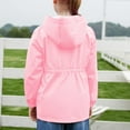 thumbnail image 5 of jtjvou Kids Solid Color Trench Raincoat Lightweight Fall Rain Jackets Waterproof with Hood Trendy Outdoor Jackets with Pockets Athletic Jacket Packable Rain Coat Windbreaker Pink 160, 5 of 5