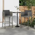 thumbnail image 1 of vidaXL Tabourets de Bar 2 Pcs avec Coussins Gris Rotin Poly, 1 of 4