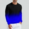 thumbnail image 2 of Penkiiy Men's Waffle Gradient Hoodless Sweatshirt Long Sleeve Fashion Gym Athletic Hoodless Plaid Jacquard Pullover with Pocket M Blue, 2 of 4