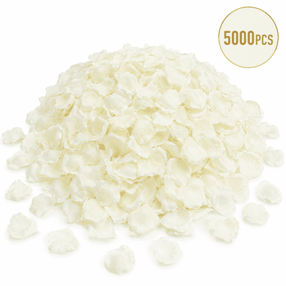 Kabuer Artificial Silk Rose Petals 5000 Pcs White Flower Petals for Wedding Dinner Table Centerpieces Bridal Shower Romantic Night Decoration