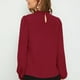 thumbnail image 4 of Blusa con cuello levantado, Color puro, linterna, manga larga, gasa transpirable, blusa de mujer para el hogar, oficina, compras, viajes, 4 of 6