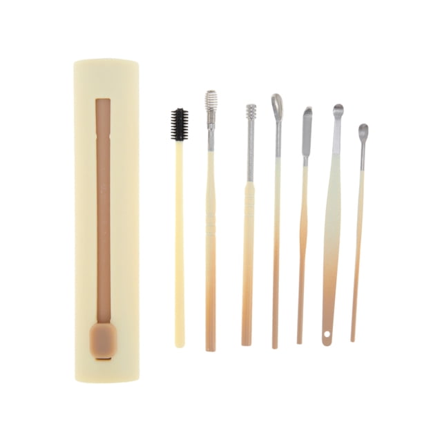 Unique Bargains 7 Pcs Durable Earwax Cleaning Tool Kit Gradient Yellow