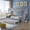 Grey, variant on ASINMAK Twin over Full Bunk Beds and 2 Storage Drawers, Solid Wood Bed Bunk Frames with Ladder - Cream