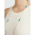 thumbnail image 4 of Forever Facets Platinum Over Sterling Silver Genuine Turquoise Paperclip Necklace, 36", 4 of 5