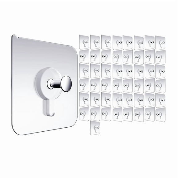 50Pack No Nail Self Adhesive Wall Mount Picture Hooks, Removable Living Room Hanging Utility Hook Set