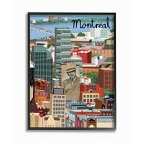 Stupell Industries Montreal Patron Saint Canadian Landmark Colorful City Architecture Framed Wall Art Design by Carla Daly, 16" x 20", Black Framed