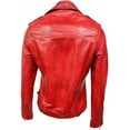 thumbnail image 3 of Womens Genuine Red Lambskin Leather Jacket Motorcycle Biker Leather Jacket W461, 3 of 4