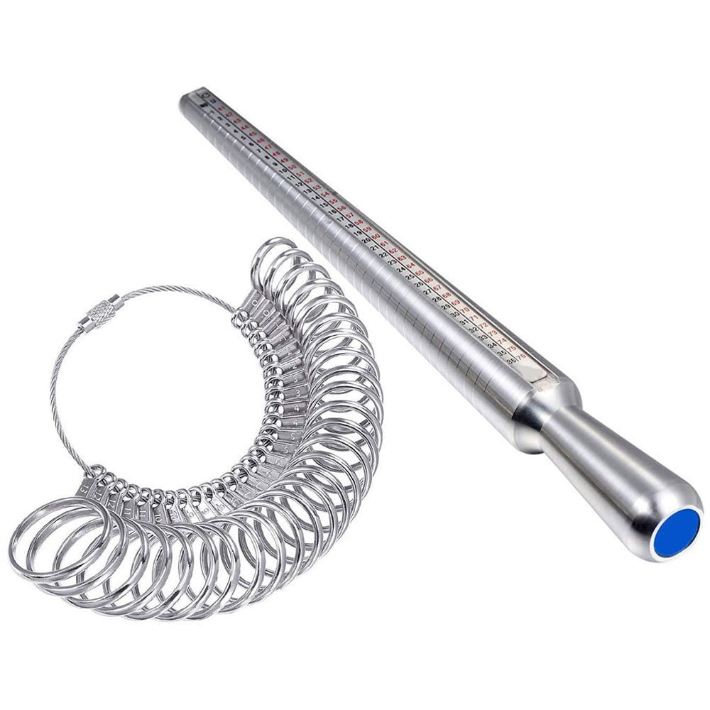 CACAGOO Metal Ring Sizer Set Finger Measuring Ring with Rings Mandrel