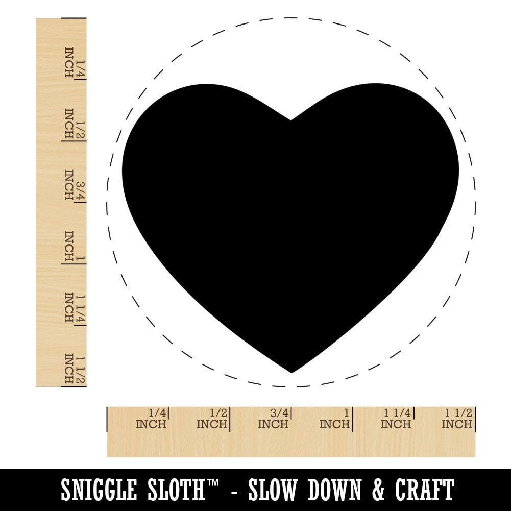 Heart Solid Self-Inking Rubber Stamp Ink Stamper - Blue Ink - Large 1-1/2 Inch