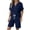 Navy, variant on 2 Piece Sets for Women Short Sleeve Notch Neck Button Tops Drawstring Elastic Waist Bermuda Shorts Casual Loose Summer Vacation Outfits