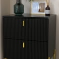 thumbnail image 4 of DIYART Luxury Fluted Night Stand Set of 2, Nightstand with 2 Drawers, Modern Bedside Table with Golden legs and handles, End tables for Living Room Bedroom, Black, 4 of 8
