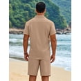 thumbnail image 5 of COOFANDY Men Cuban Sets Outfits 2 Piece Short Sleeve Cuban Shirts Guayabera Linen Suit, 5 of 6