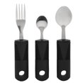 thumbnail image 2 of Utensilios adaptativos, acero inoxidable 3 piezas agujeros colgantes holessonsons utensilios no lis ondulados anti shaking para ancianos, 2 of 7