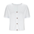thumbnail image 6 of T Shirts for Women 2026 Summer Short Sleeve V Neck Button Down Loose Dressy Casual Office Work Tshirt Blouse, 6 of 6
