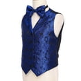 thumbnail image 4 of SiiRoh Kids Boys Gentlemen Bow Tie Vest Banquet Birthday Party Sleeveless Classic Jacquard Waistcoat Blue 6, 4 of 7