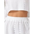 thumbnail image 4 of DARING DIVA Women's Hollow Out Tops with Slit Shorts Pajamas Sets XS White, 4 of 5