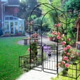 thumbnail image 3 of ACE-GARDEN, 1-YEAR-WARRANTY, 79.5"(W)*86.6"(H), Metal Garden Arch with Gate, High Climbing Plants Support Rose Arch Outdoor(Black), 3 of 6