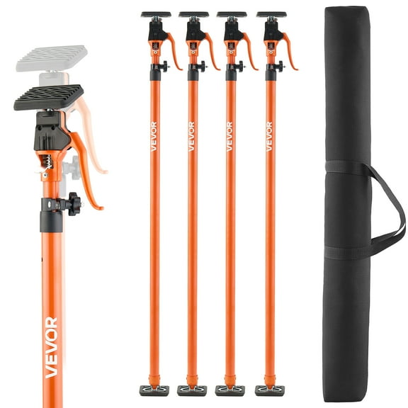 VEVOR Cabinet Jack Support Pole, 4-Pack, 49.2-114.6 Inch Steel Telescopic Quick Support Rod, Adjustable 3rd Hand System up to 198 lbs Capacity for Installing Cabinets, Lifting Drywall, Cargo Bars