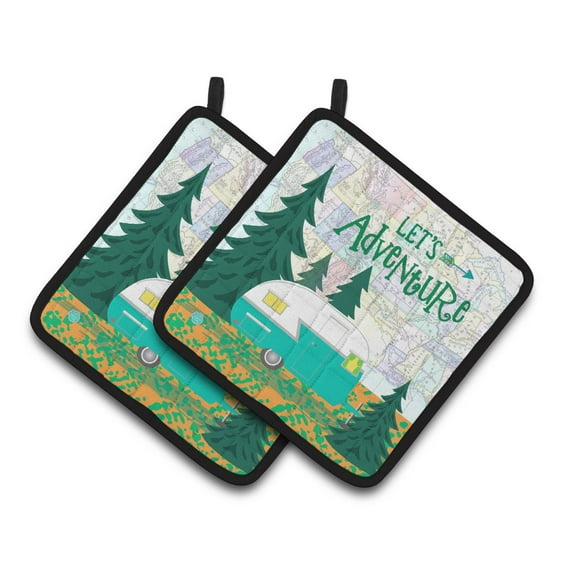 Carolines Treasures VHA3003PTHD Lets Adventure Glamping Trailer Pair of Pot Holders, 7.5HX7.5W, multicolor