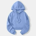 thumbnail image 2 of VISALY Hoodies Pullover Drawstring Sweatshirt Solid Color Pullover Comfortable Women Loose Long Sleeve Women's Wear Oversized Sweatshirt Womens Sweatshirts Womens Hoodies Pullover Sky Blue S, 2 of 3