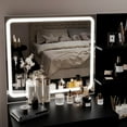Rovaurx Modern Makeup Vanity Table, Lighted Mirror, Storage Shelf, 4