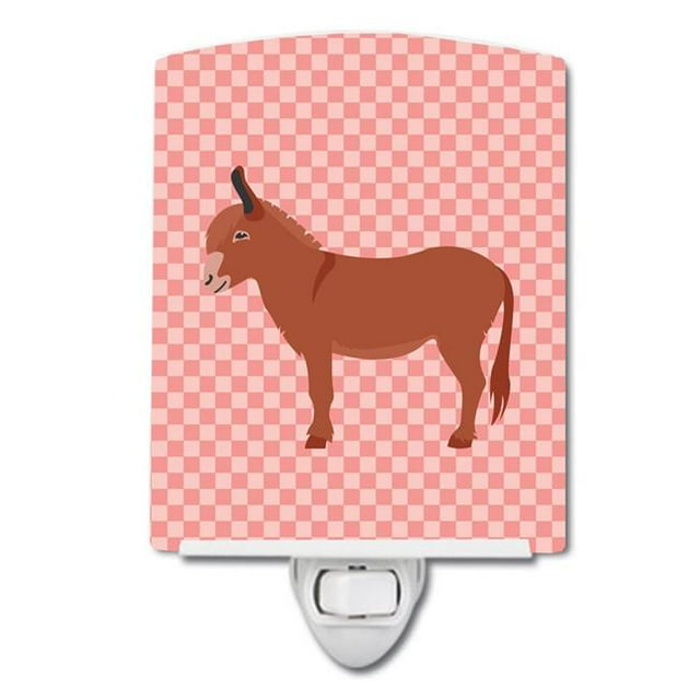 Carolines Treasures BB7848CNL Irish Donkey Pink Check Ceramic Night Light